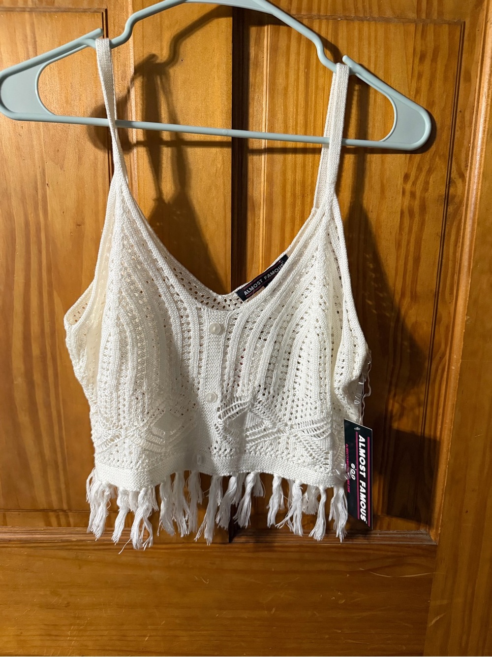 Almost Famous Ivory Crochet Fringe Cami